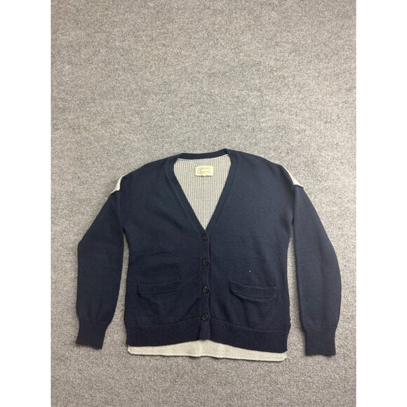Current/Elliott Cardigan Women's 1 Navy Blue Gray Button Up V Neck Preppy - Picture 1 of 7